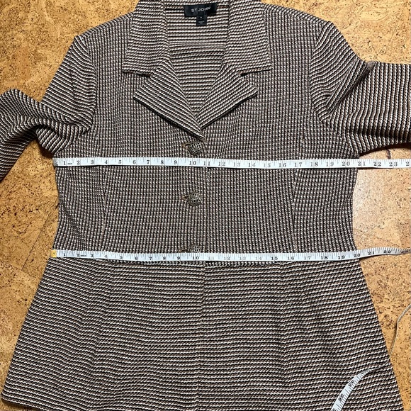 ST JOHN Wool Rayon Knit Neutral Tone Blazer Jacket PF14 GRP0 in Sz 16 - Picture 14 of 16